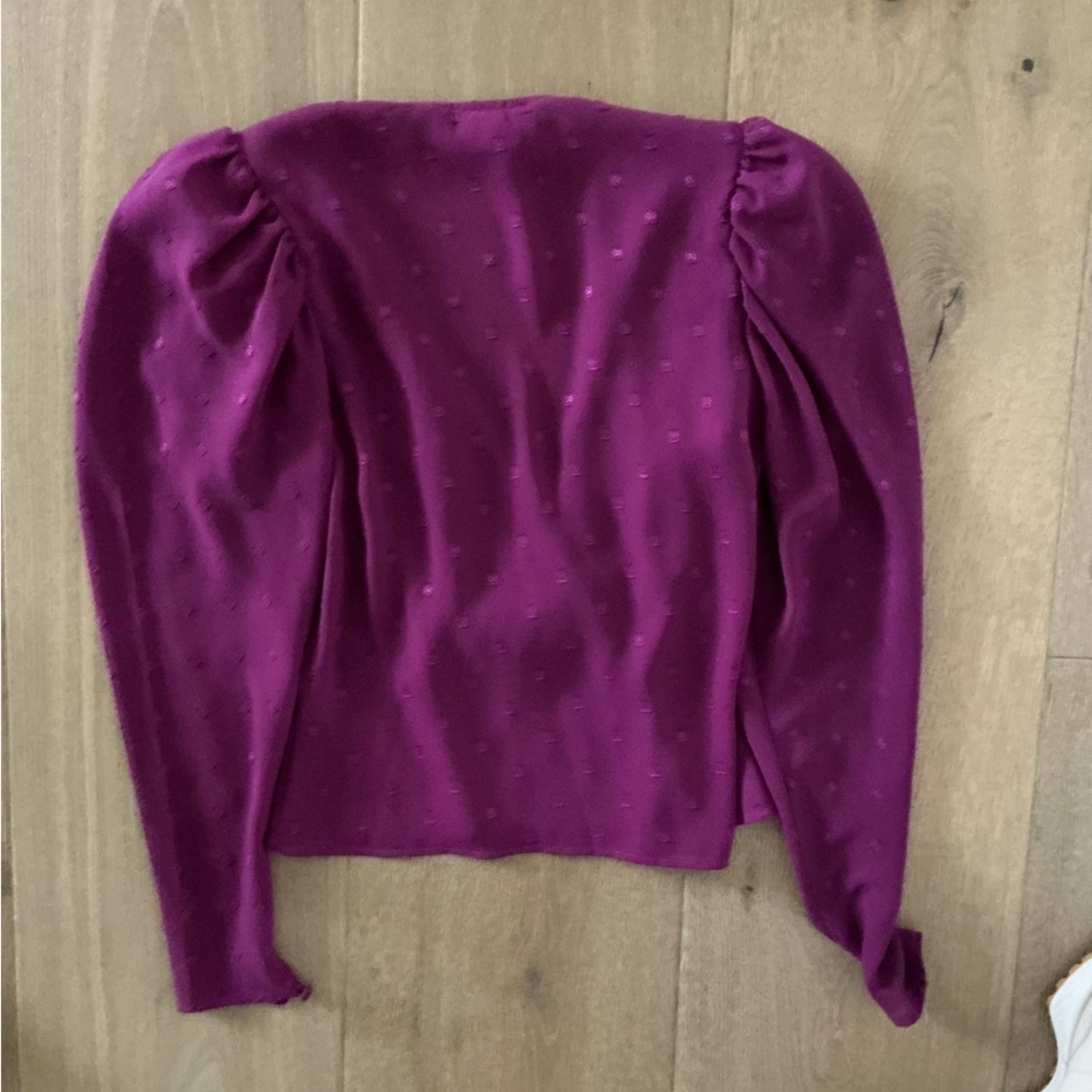 Vintage Purple Long Sleeve Wrap Blouse - Picture 2 of 4